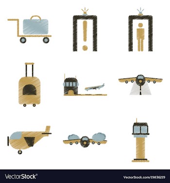 Set of flat icons in shading style airport vector image