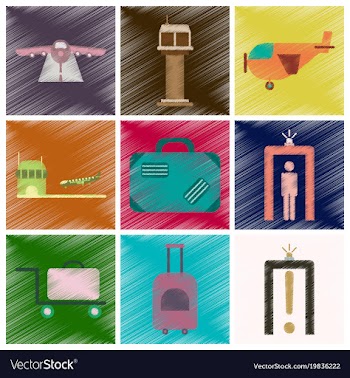 Set of flat icons in shading style airport vector image