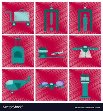 Set of flat icons in shading style airport vector image