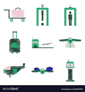 Set of flat icons in shading style airport vector image