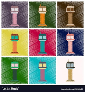 Set of flat icons in shading style airport vector image