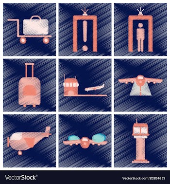 Set of flat icons in shading style airport vector image