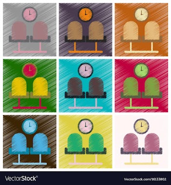 Set of flat icons in shading style airport waiting vector image