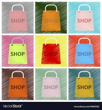 Set of flat icons in shading style basket shop vector image