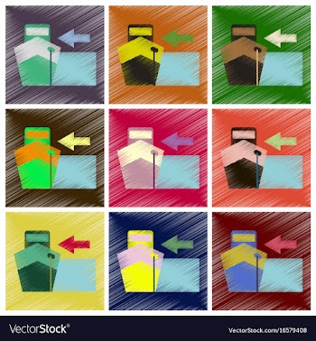 Set of flat icons in shading style cargo ship vector image
