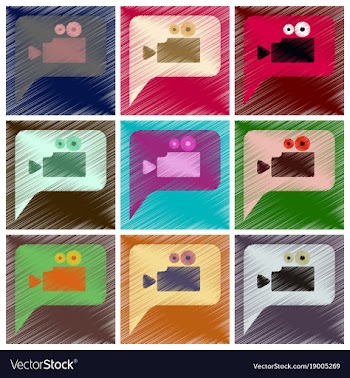 Set of flat icons in shading style cinema camera vector image