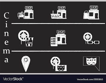 Set of flat icons in shading style cinema vector image