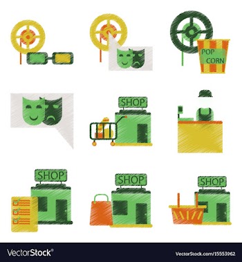 Set of flat icons in shading style cinema vector image