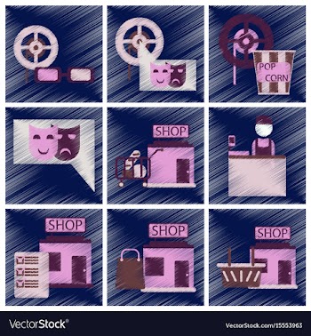 Set of flat icons in shading style cinema vector image