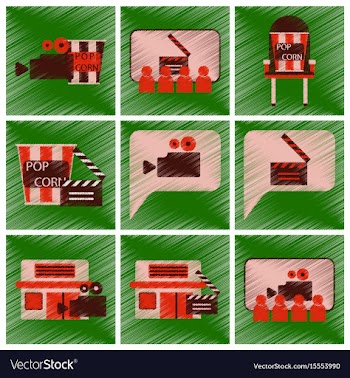 Set of flat icons in shading style cinema vector image