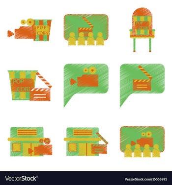 Set of flat icons in shading style cinema vector image