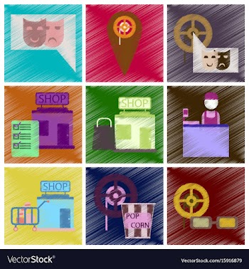 Set of flat icons in shading style cinema vector image