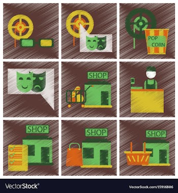 Set of flat icons in shading style cinema vector image