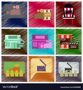 Set of flat icons in shading style cinema vector image