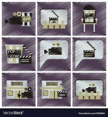 Set of flat icons in shading style cinema vector image