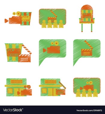 Set of flat icons in shading style cinema vector image