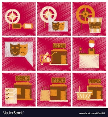 Set of flat icons in shading style cinema vector image