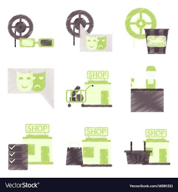 Set of flat icons in shading style cinema vector image