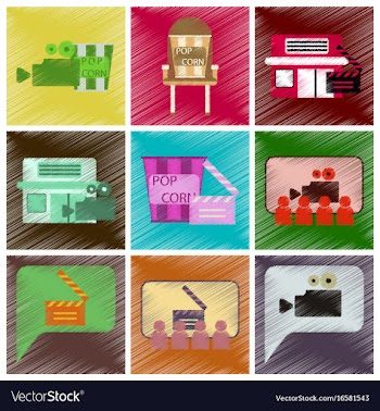 Set of flat icons in shading style cinema vector image