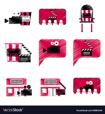 Set of flat icons in shading style cinema vector image