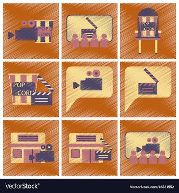 Set of flat icons in shading style cinema vector image