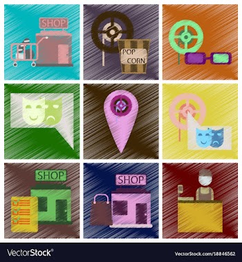 Set of flat icons in shading style cinema vector image
