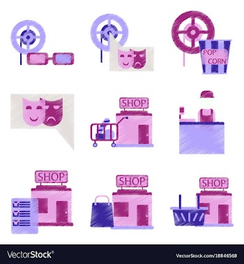 Set of flat icons in shading style cinema vector image