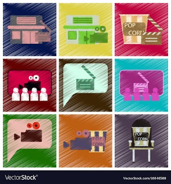 Set of flat icons in shading style cinema vector image