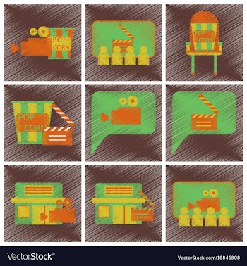 Set of flat icons in shading style cinema vector image