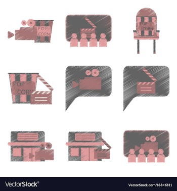 Set of flat icons in shading style cinema vector image
