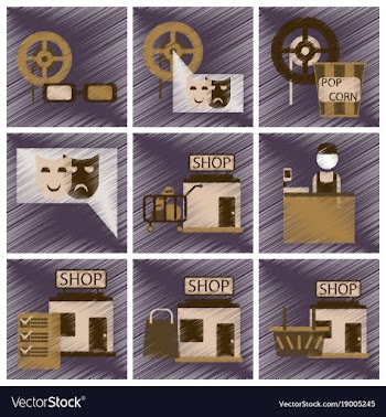Set of flat icons in shading style cinema vector image