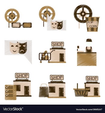 Set of flat icons in shading style cinema vector image