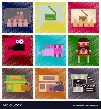 Set of flat icons in shading style cinema vector image