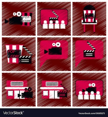 Set of flat icons in shading style cinema vector image