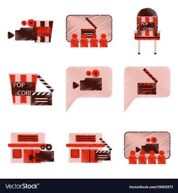 Set of flat icons in shading style cinema vector image