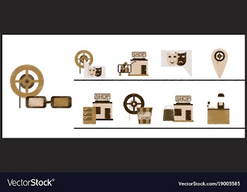 Set of flat icons in shading style cinema vector image
