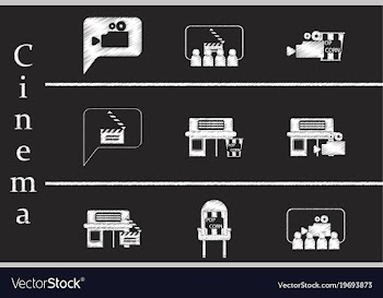 Set of flat icons in shading style cinema vector image