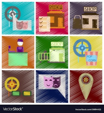 Set of flat icons in shading style cinema vector image