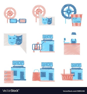 Set of flat icons in shading style cinema vector image
