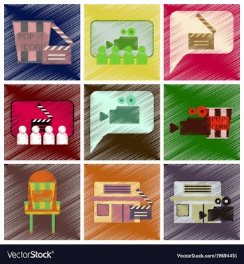Set of flat icons in shading style cinema vector image