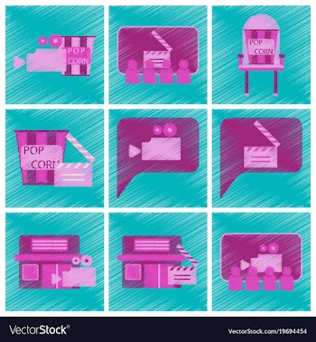 Set of flat icons in shading style cinema vector image