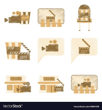 Set of flat icons in shading style cinema vector image