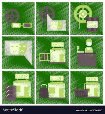 Set of flat icons in shading style cinema vector image