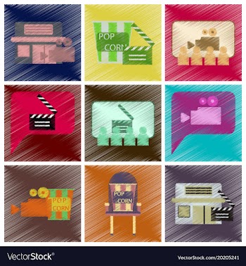 Set of flat icons in shading style cinema vector image