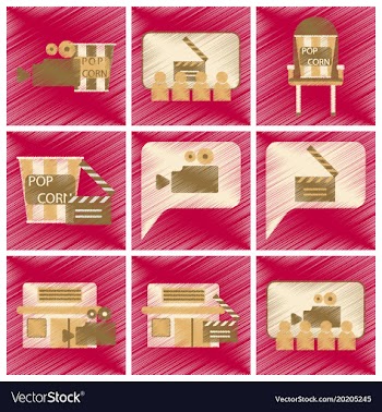 Set of flat icons in shading style cinema vector image