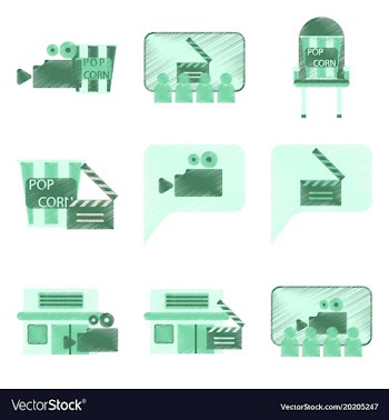 Set of flat icons in shading style cinema vector image
