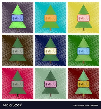 Set of flat icons in shading style city park vector image