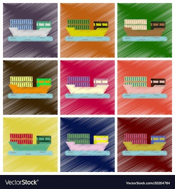 Set of flat icons in shading style container vector image