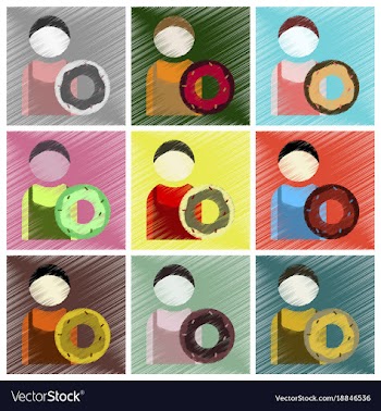 Set of flat icons in shading style cook donut vector image