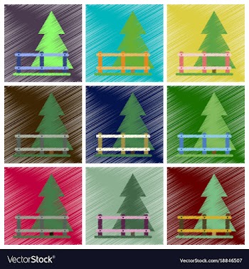 Set of flat icons in shading style fenced spruce vector image